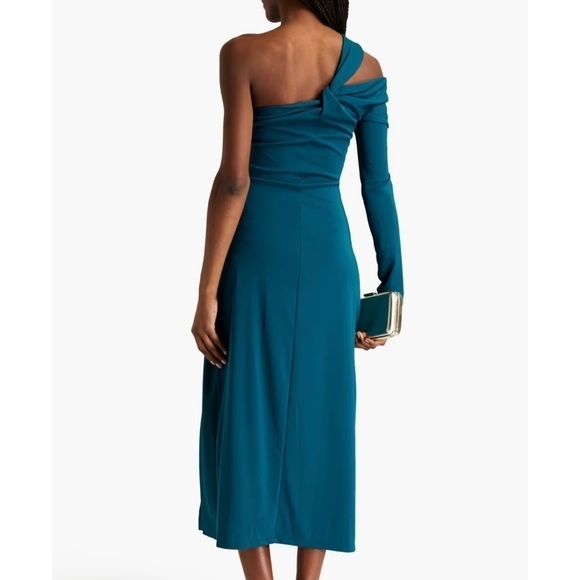 Nicholas Chloe Stretch Jersey One Shoulder Midi Dress Blue Cocktail Formal Party - Picture 2 of 10
